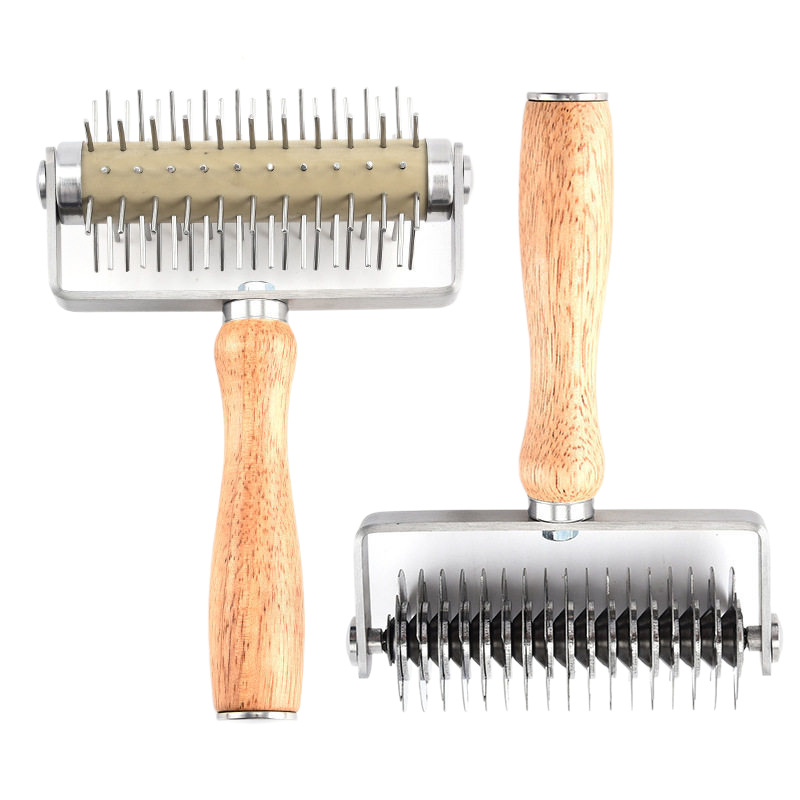 Stainless Steel Pizza Dough Roller Knife Rolling Needle Pricker Western Pastry Dough Mesh Knife Grid Lace Baking Tool