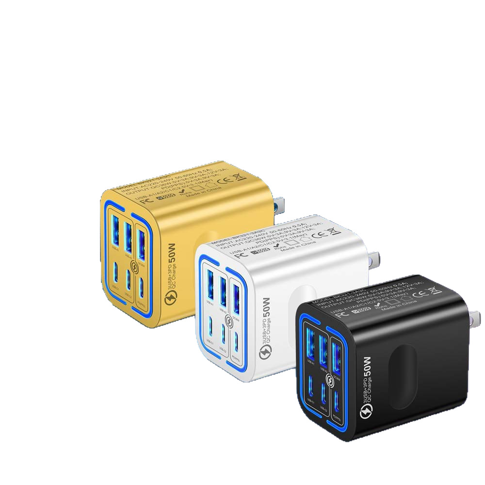50W Fast Charger Multi-Port PD3.0 GaN Charging Head for Phone Tablet Laptop Travel Charger