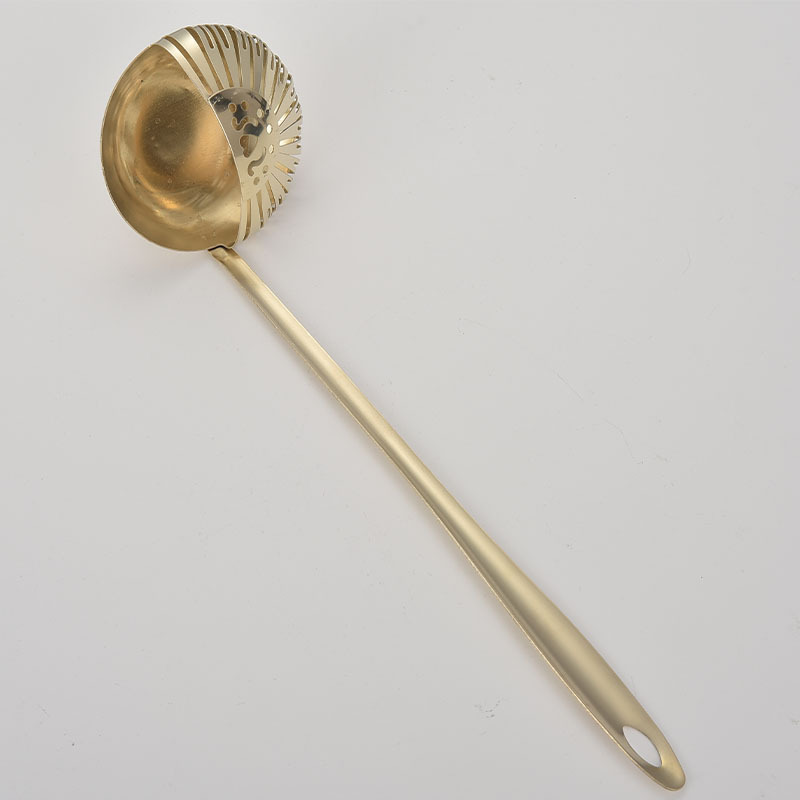 Gold Dual-Purpose Spoon and Strainer 2-in-1 Long-Handle Soup Spoon Filter Spoon Stainless Steel Hot Pot Integrated Spoon