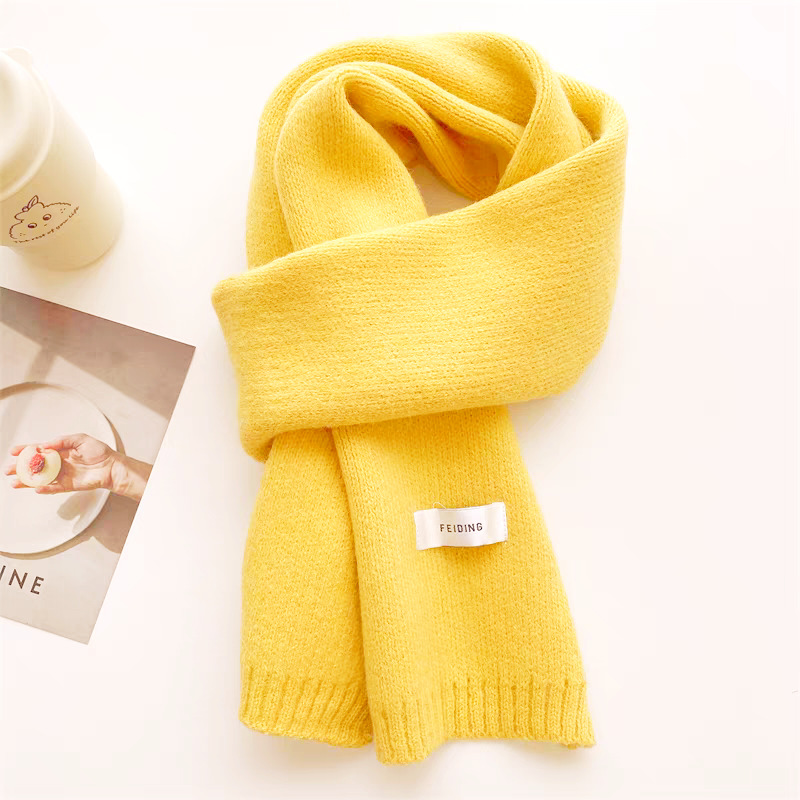 Solid color wool knitted scarf autumn and winter new student couple warm small neck scarf