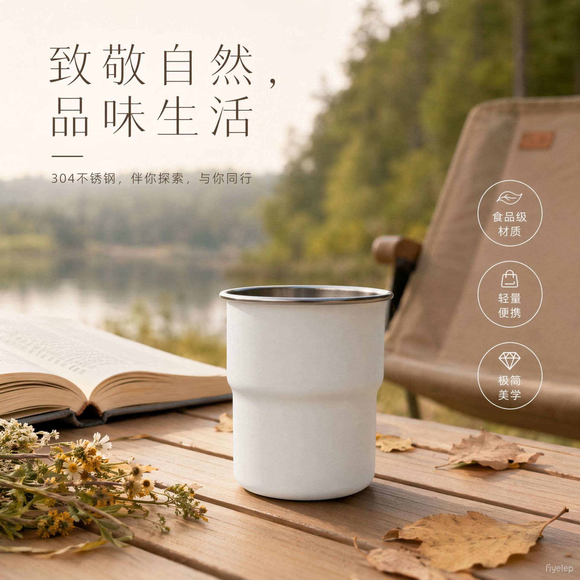 304 stainless steel water cup outdoor water cup gift cup custom single layer camping cup portable coffee cup