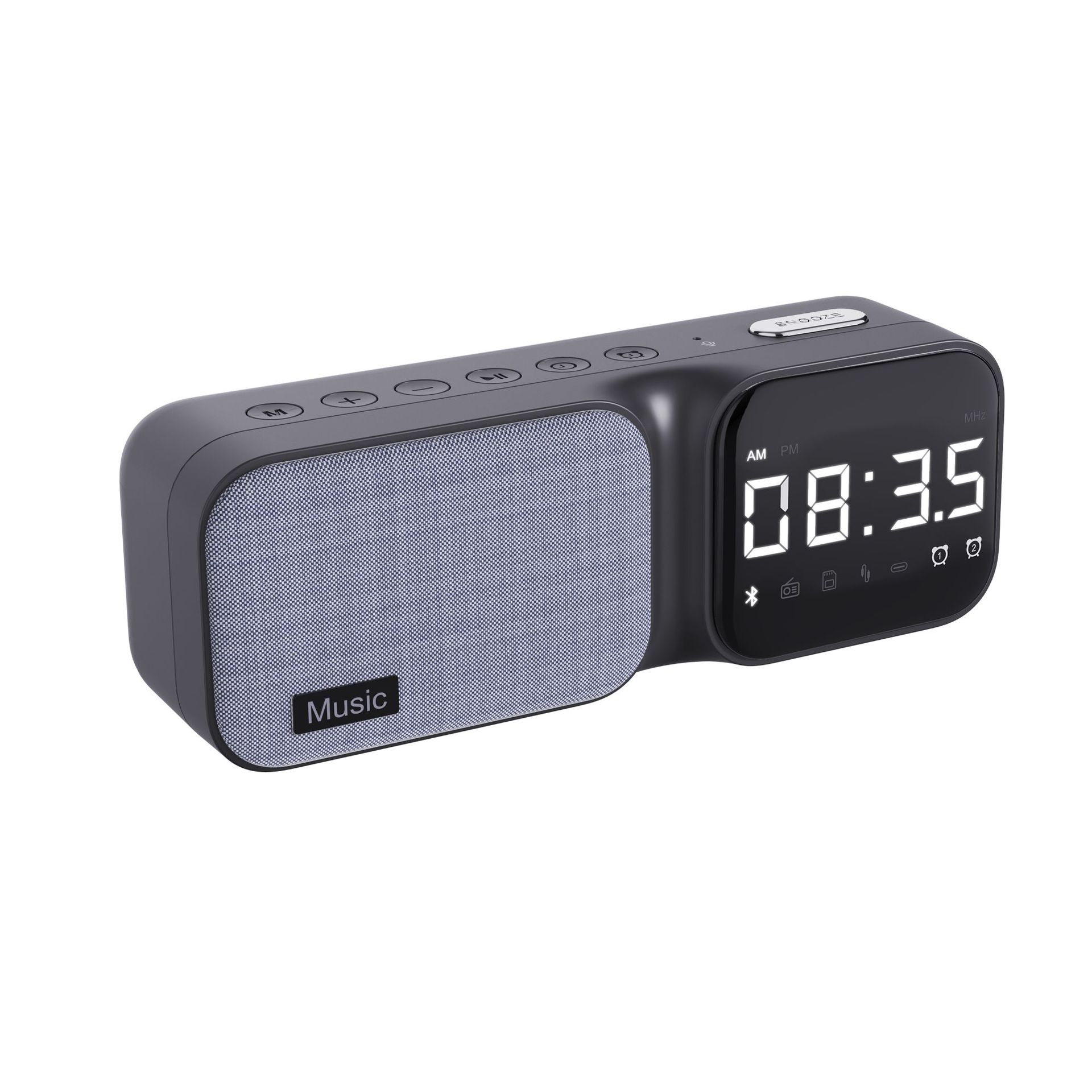 Fabric clock Bluetooth speaker with arc display, white noise sleep aid, hotel bedside home student speaker