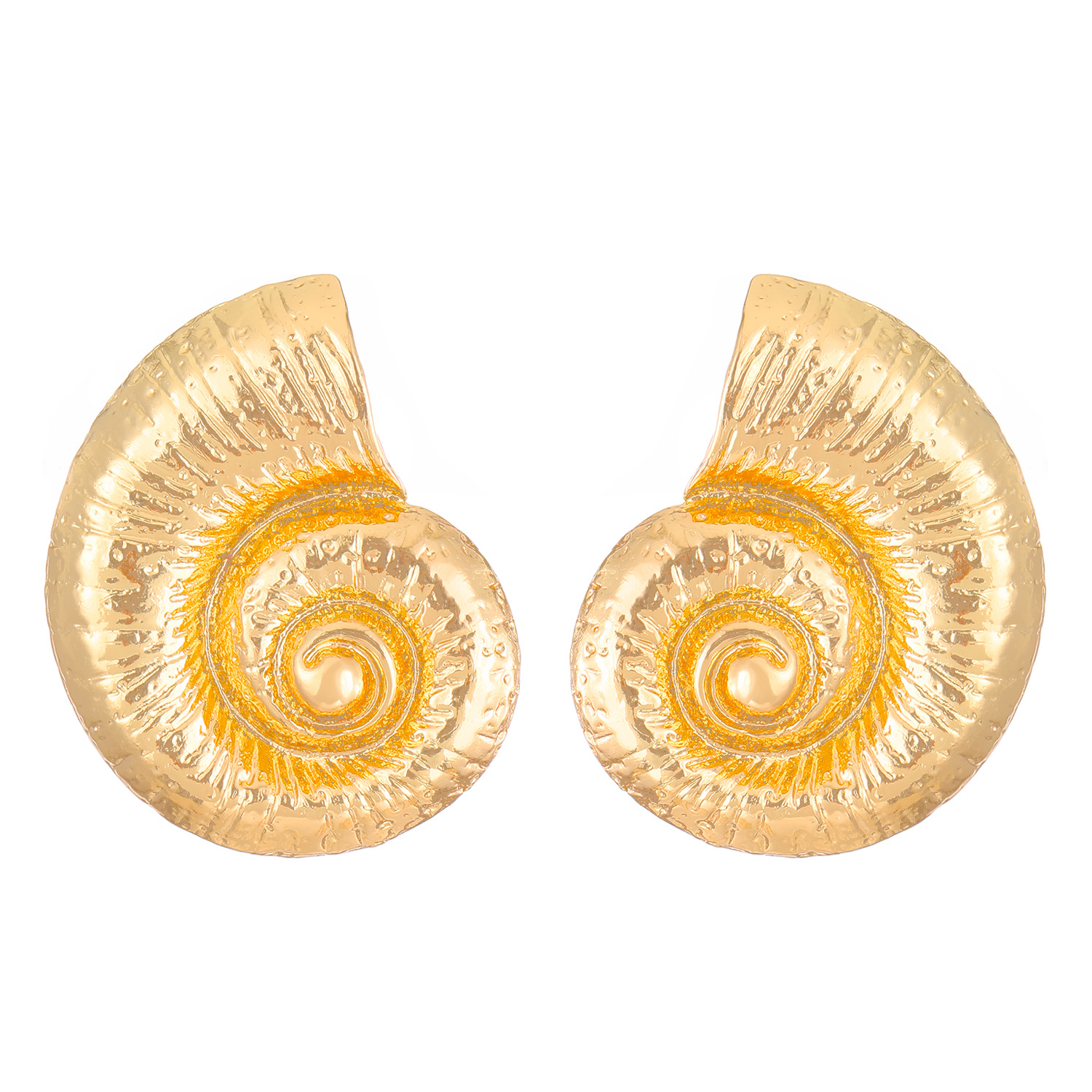 Exaggerated beach style alloy conch earrings for women, marine animal earring accessories
