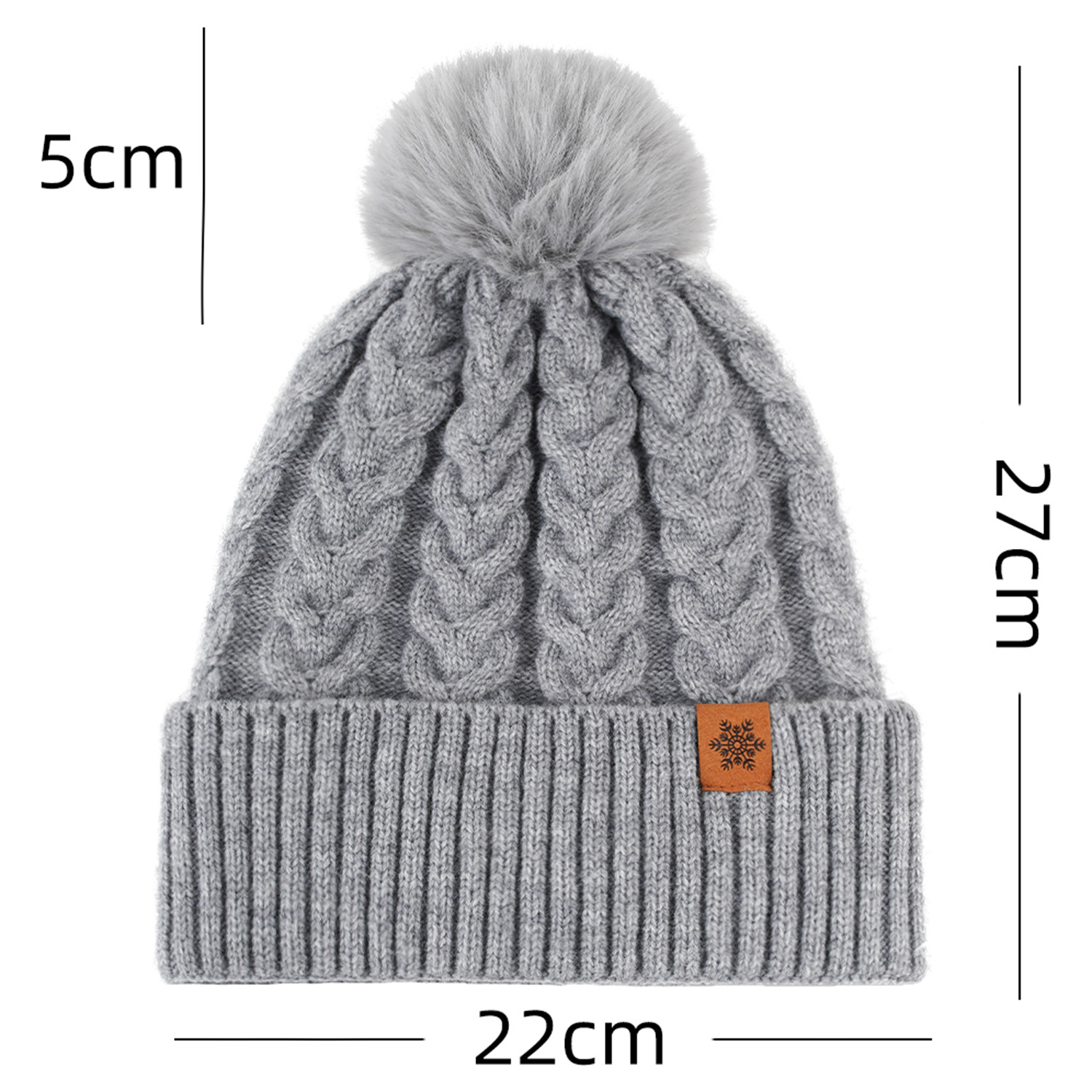 Knitted Hat Women Outdoor Cold-Proof Warm Autumn Winter Wool Hat Double-Layer Fleece-Lined Thick Beanie