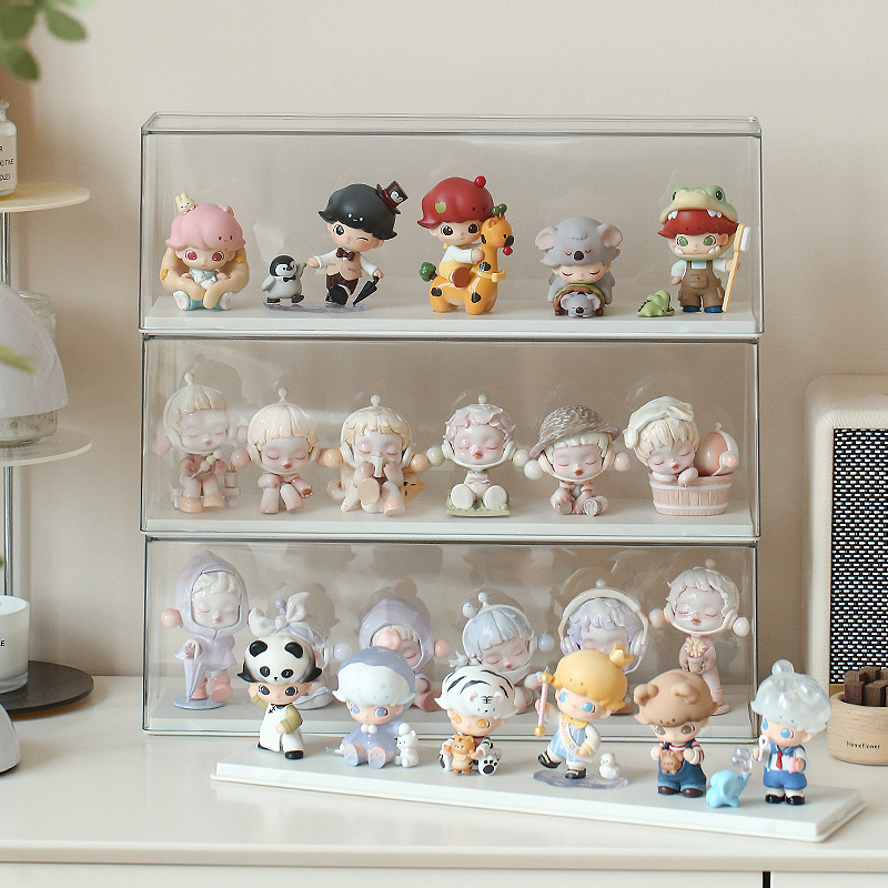 Blind Box Display Case Doll Figure Acrylic Display Stand Storage Cute Particle Dust-Proof Cabinet Hand Figure Storage Box