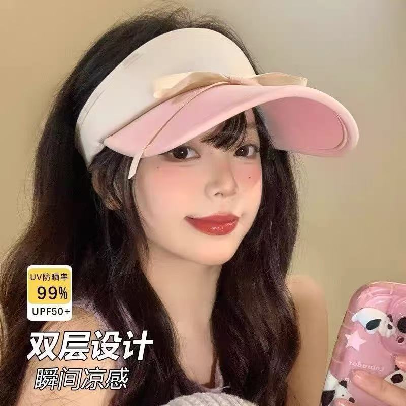 HelloKitty Sun Protection Hollow Top Hat, Cute Sunshade Hat, Face Slimming, Cartoon Kitty Cat, Face Slimming Hat