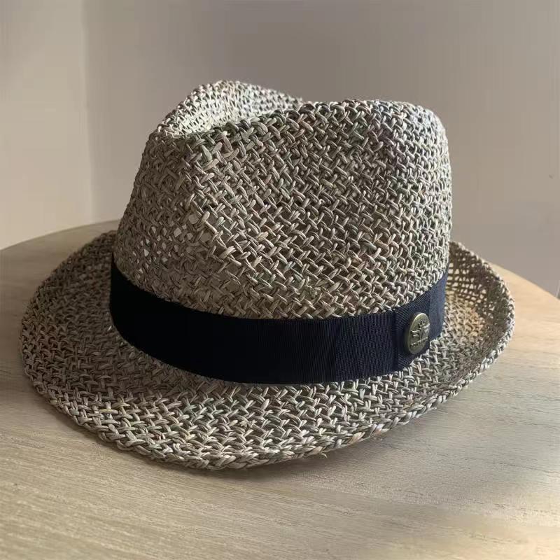 Straw Hat Summer Hollow Sun Hat Handmade Straw Outdoor Shaped Fedora Octagonal Hat