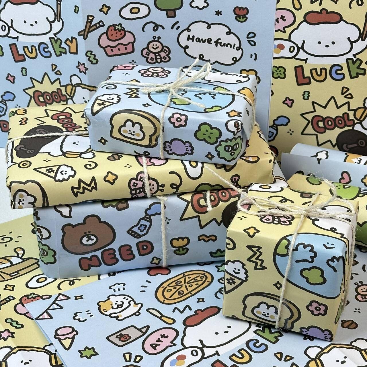 Super many cute wrapping paper collection large size birthday gift wrapping paper cartoon gift wrapping paper book cover paper