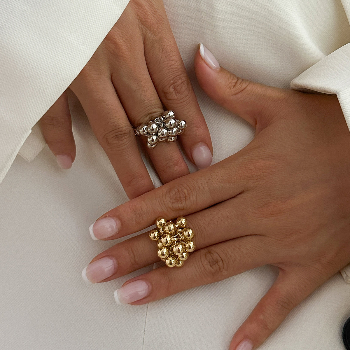 Jewelry irregular hollow wrapped jewelry faux pearl ring niche alloy open