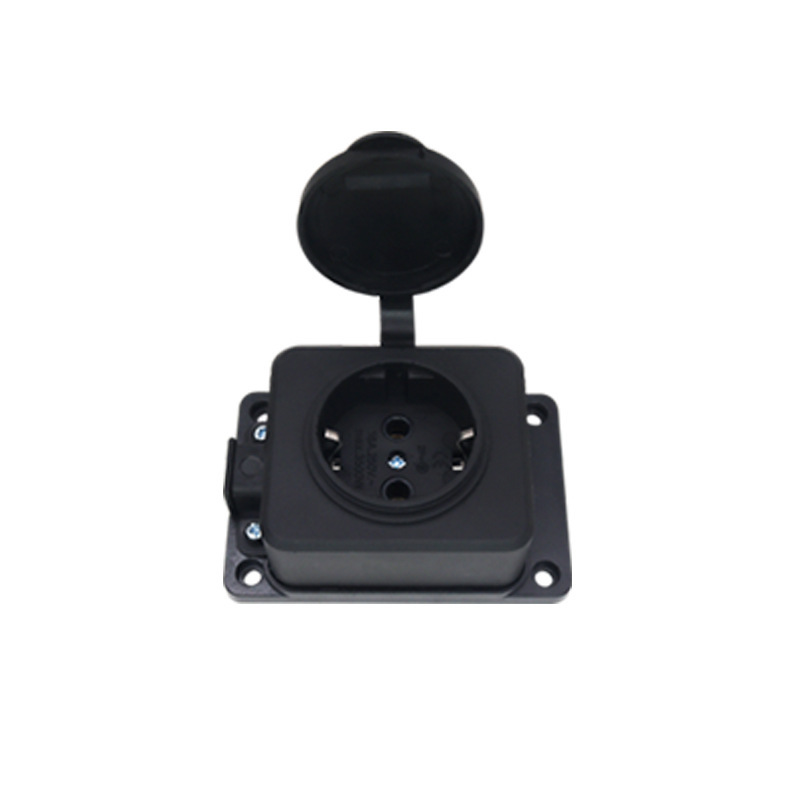 Black IP54 impact-resistant 16A wireless waterproof European standard power strip German waterproof power strip European standard junction board