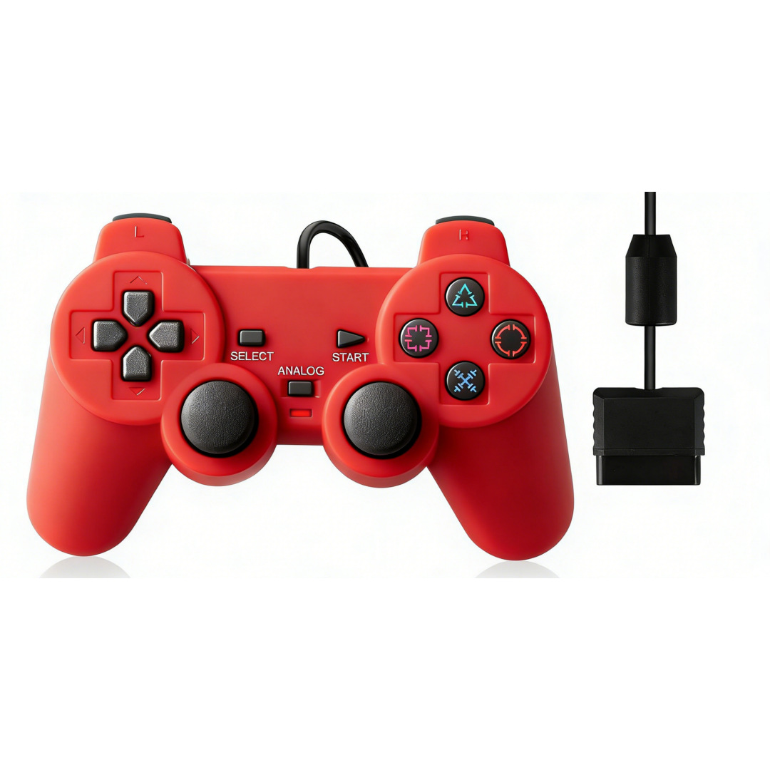PS Wired Game Controller P2 Dual Vibration Controller Transparent Color Solid Color Dual Motor
