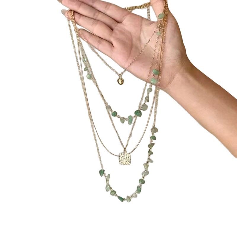 Bohemian Style Multi-Layer Bead Necklace for Women Exquisite Collarbone Chain Layered Necklace