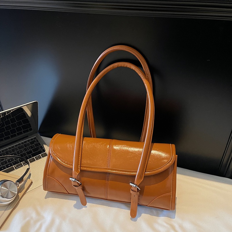 Wax Leather Underarm Bags Women Shoulder Bags Large Capacity Long Baguette Commute Women's Bags