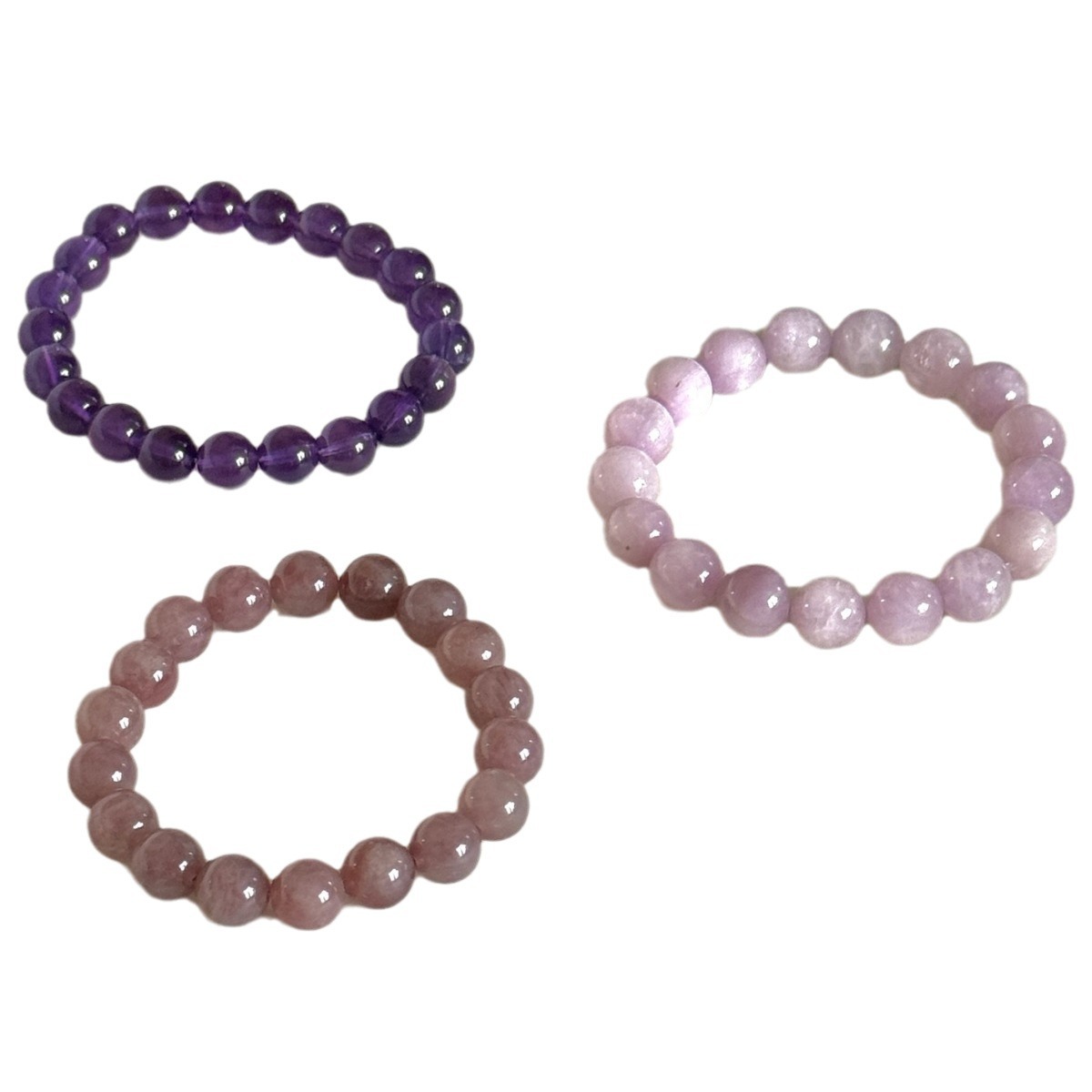 Summer simple natural amethyst bracelet for women stacking geometric pink purple紫锂辉 jewelry