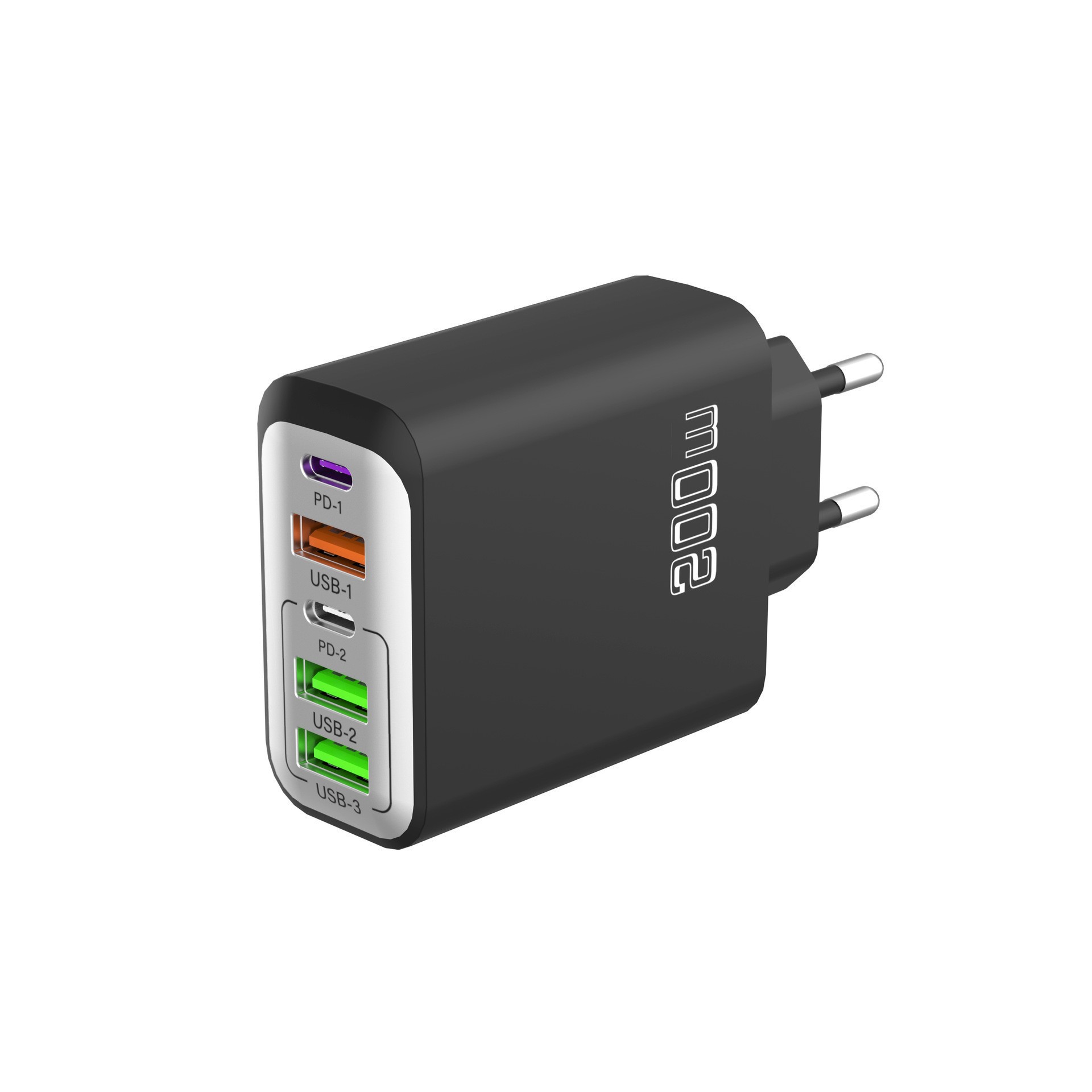 200W Charger UK Plug Multi-Port Phone Charging Head 3USB+2C Plug Type-C Adapter