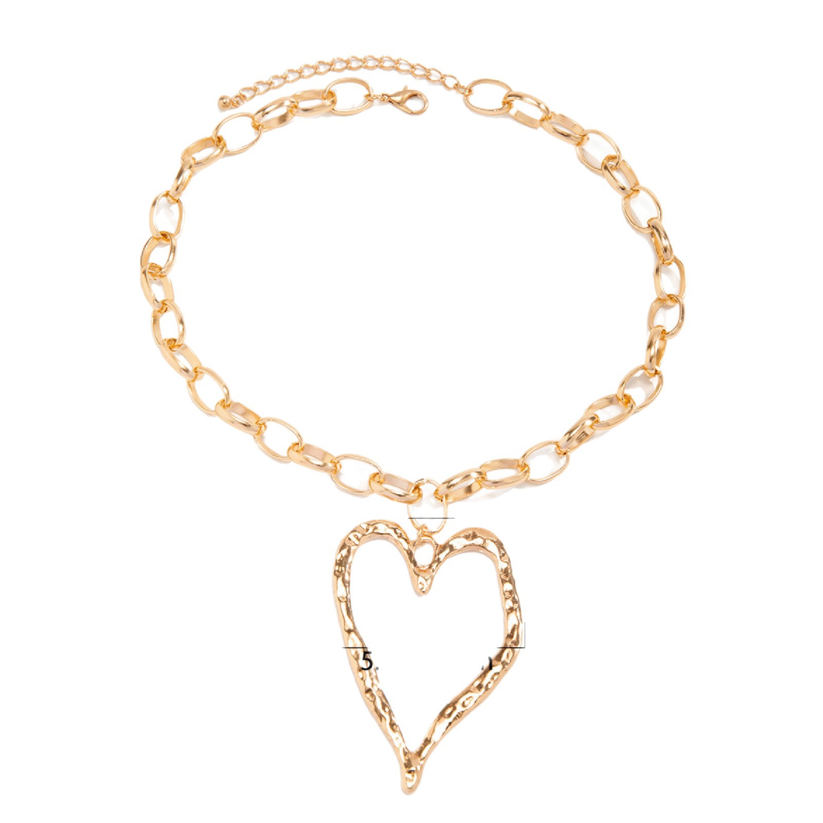 Accessories Metal Chain Exaggerated Hammered Heart Pendant Necklace Simple Zinc Alloy Necklace