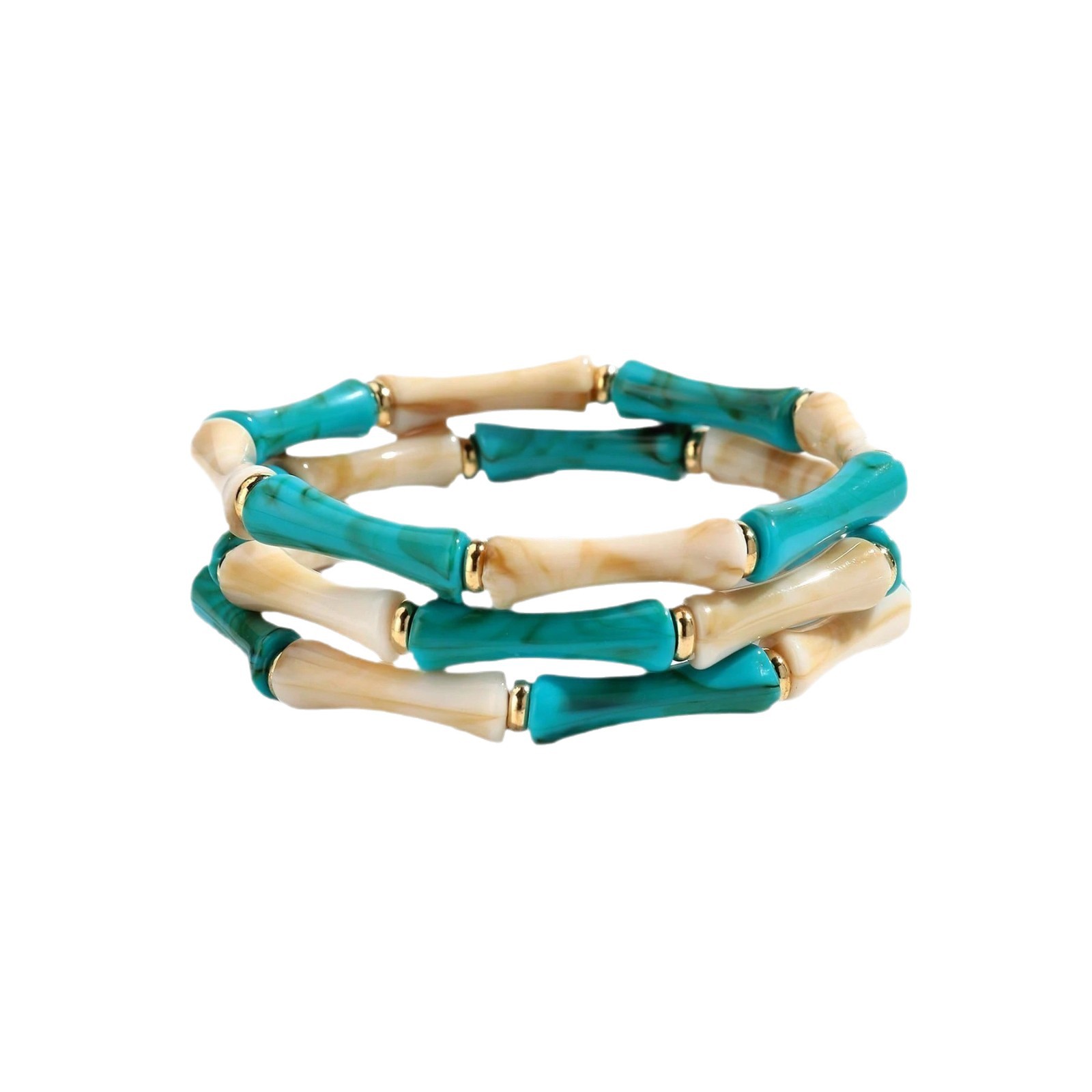 Acrylic Curved Tube Bracelet Stacking Elastic Beaded Bamboo Tube Bracelet