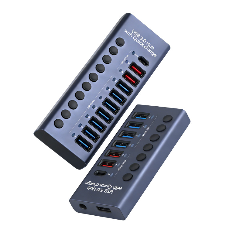 USB 3.0 HUB Expansion Dock 10-Port 7-Port 4-Port with Switch Charging Type-C Computer Hub Expander