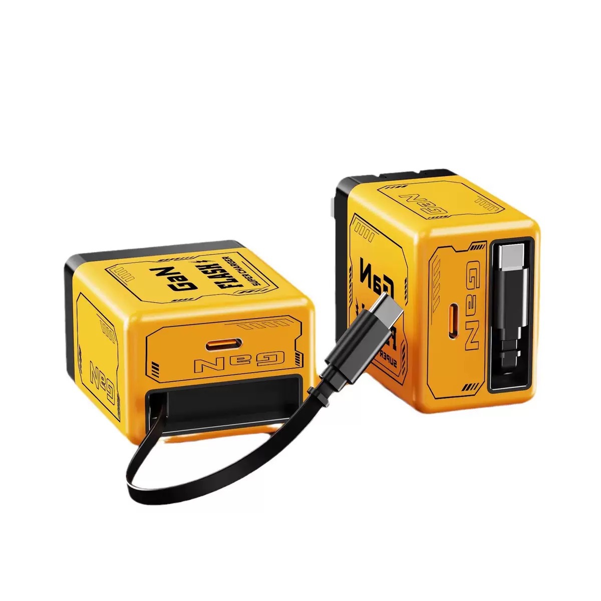 120W GaN charger PD fast charging phone charger with retractable cable applicable to Apple Huawei charger