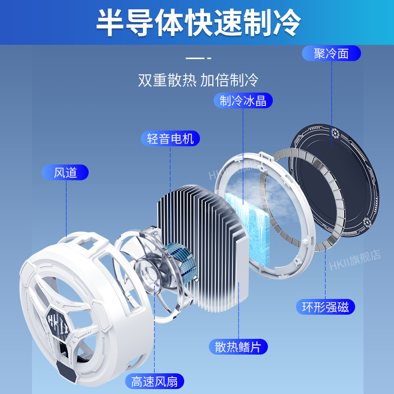 Strict selection new semiconductor phone cooler H9 three-speed adjustment magnetic clip-on two-in-one game cooling