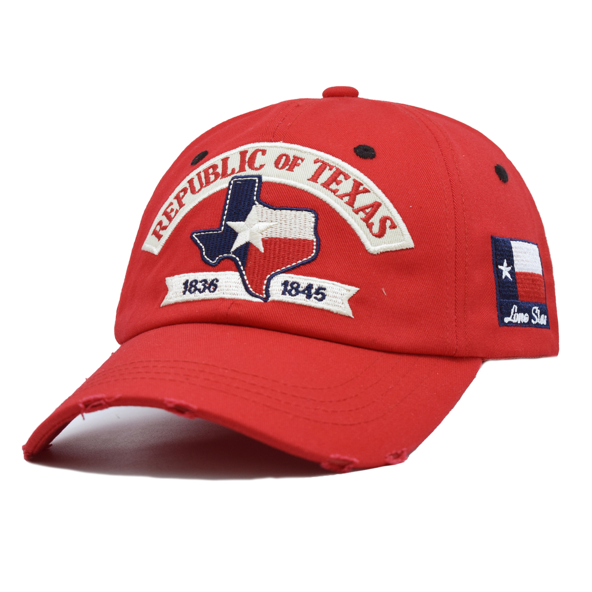 New Texas Distressed Baseball Cap Memorial Embroidered Hat Washed Sun-Protective Embroidery