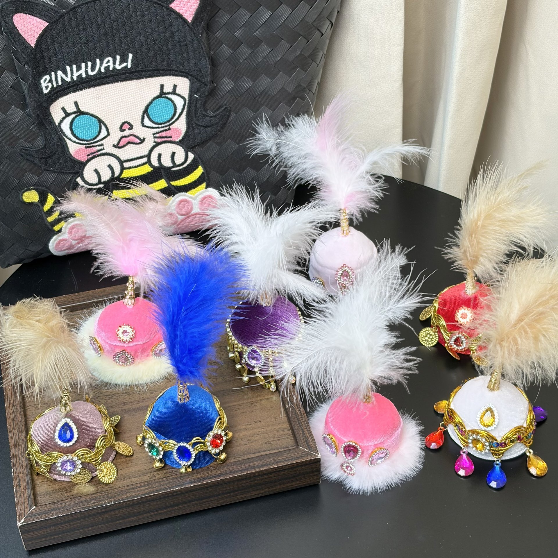 New product Xinjiang lamb hat accessory feather ethnic style diy accessory Xinjiang lamb small flower hat wholesale