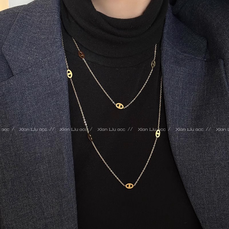 Luxury Socialite Style Layered Pearl Necklace Women Autumn Winter Sweater Chain Accessories