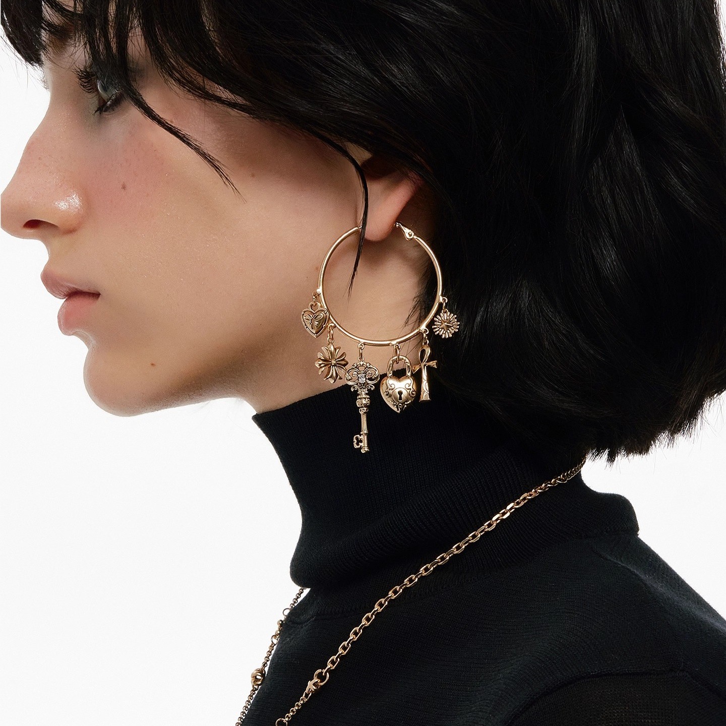 Love Lock Core Series Autumn and Winter American Style Key Love Earrings Large Hoop Earrings Women