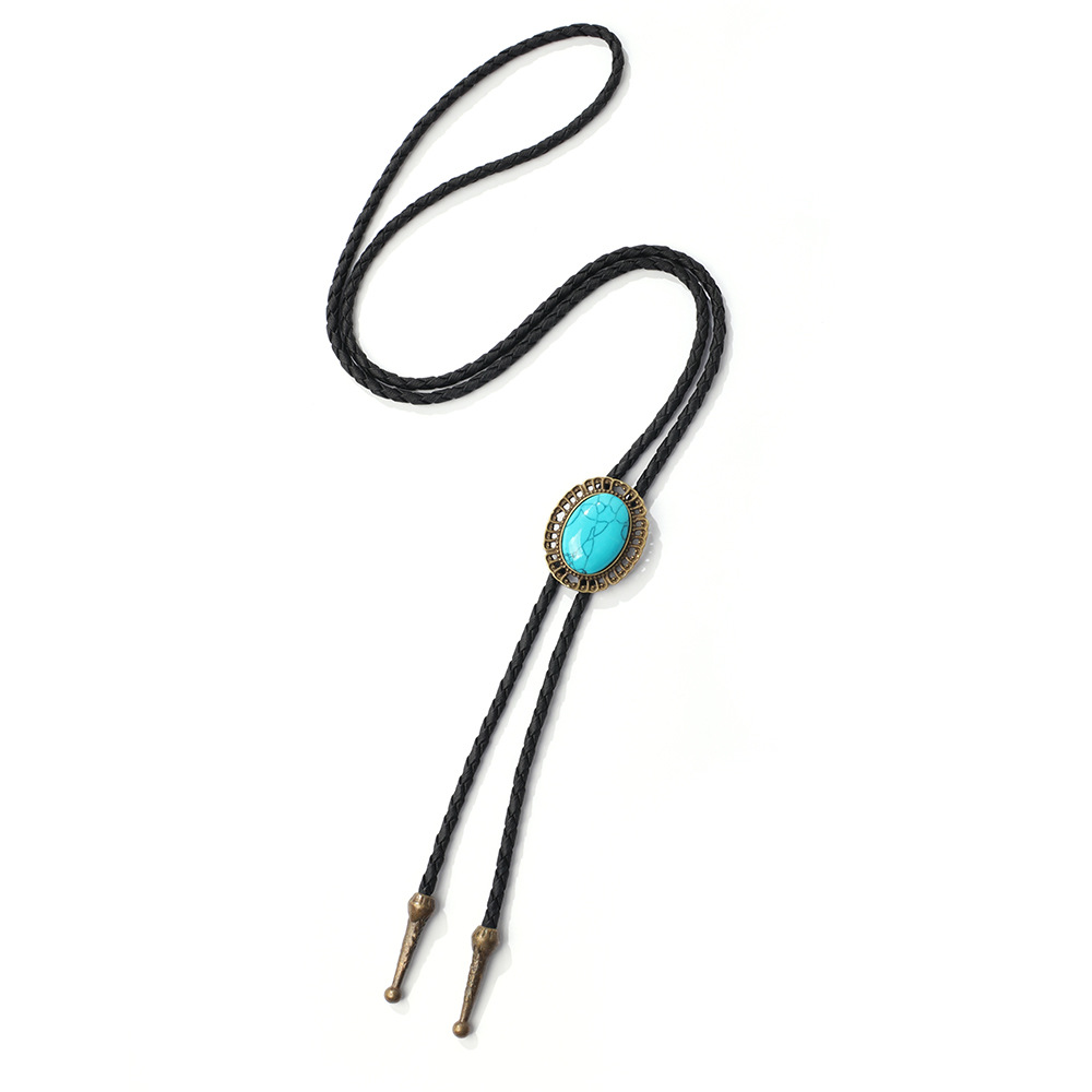 Turquoise Bolo Tie Pendant Men's Sweater Chain Western Cowboy Bolero Tie