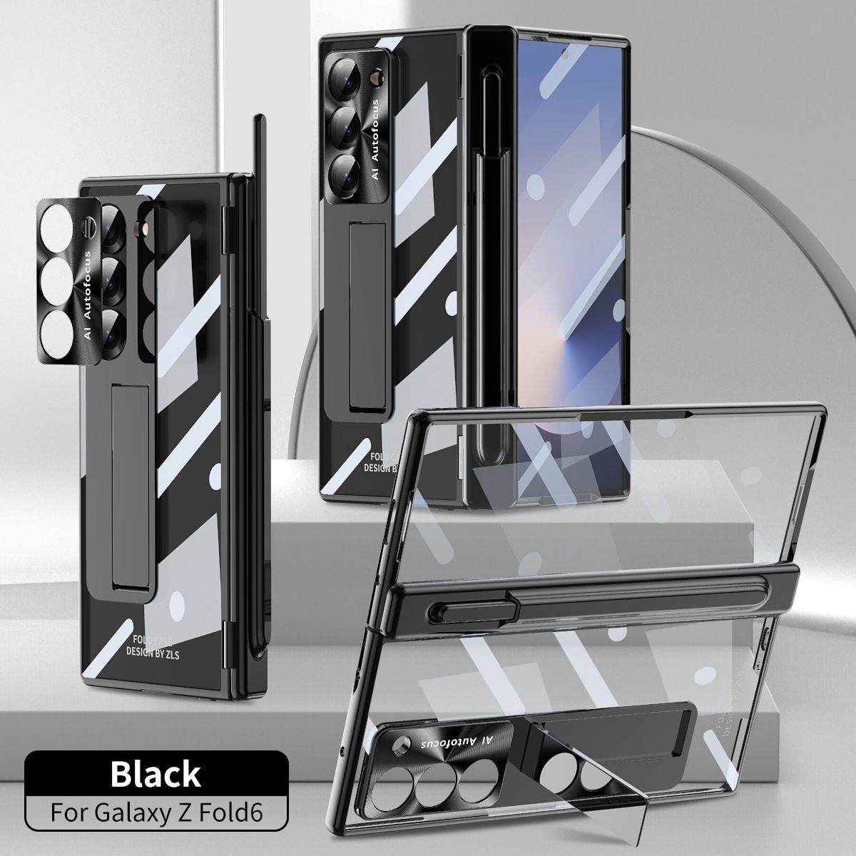 For Samsung Z Fold7/6 Phone Case Dual Hinge Pen Slot with Pen Electroplated Transparent Case Film Full Coverage Protective Case