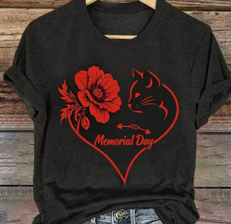 2026 Independent Station Spring Summer New Eagle USA Flag Cross Print Round Neck Short Sleeve