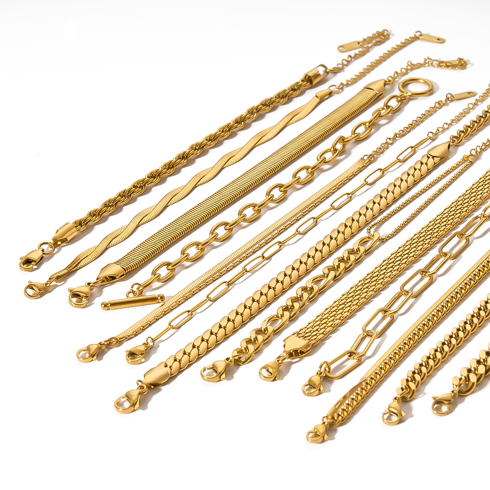 Titanium steel bracelet diy bracelet 18k gold plated stainless steel chain bracelet