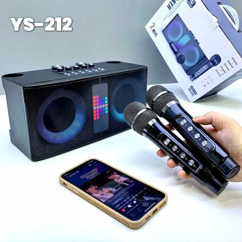YS212 High Power Amplifier Integrated Recording KTV All-in-One Dual Mic Home Bluetooth Speaker
