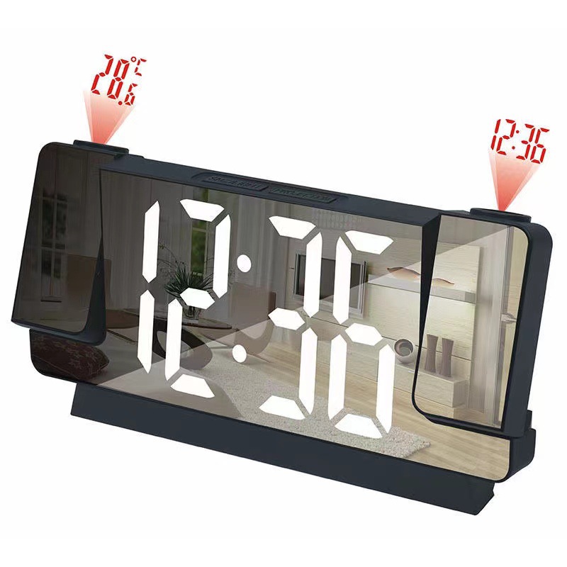 Dual Projection Alarm Clock Project Time Project Temperature Large Screen Digital Electronic Clock LED Mirror Glow Clock
