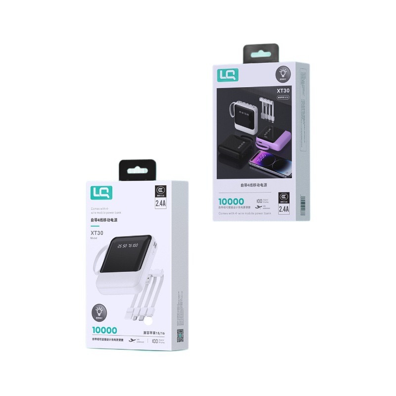 With 4 Cables 3C Certified 10000mAh Mini Power Bank 10000mAh Cable Portable Mobile Power