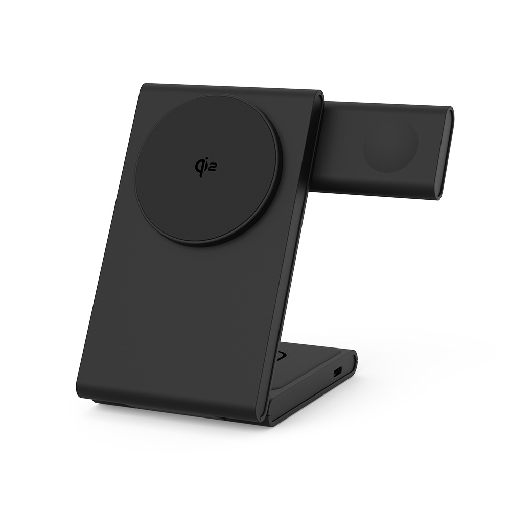 Qi2 certified magnetic wireless charger three-in-one foldable stand desktop wireless charger compatible with Apple Watch S10
