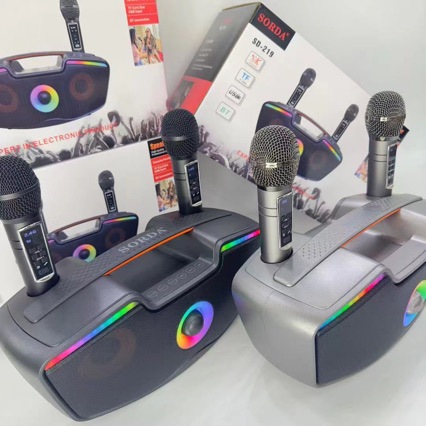 SD-219 Bluetooth Speaker Wireless Dual Microphone Karaoke Home Children K-Song Machine Outdoor Portable Speaker