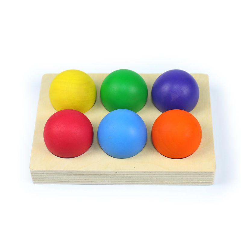 Wooden Rainbow Ball Matching Ball 12-color Sorting Board Color Cognition Matching Toy for Boys and Girls Early Education Enlightenment