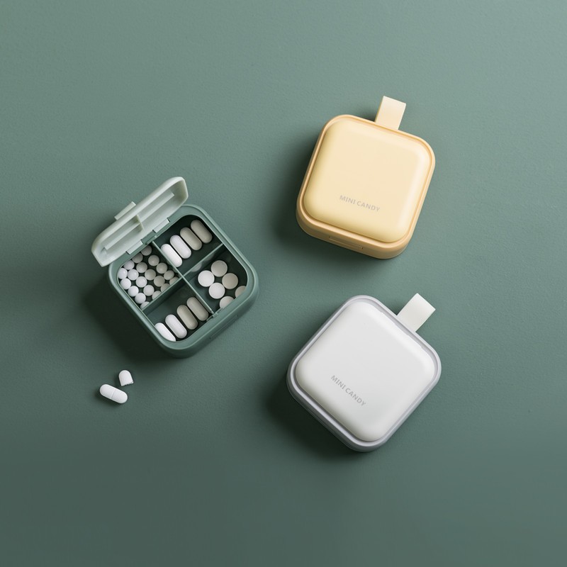 Small pill box, morning noon evening pill organizer, portable mini pill storage box