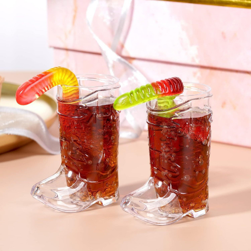 Cowboy boot plastic shot glass western cowboy theme party drink transparent small shot glass bachelor party supplies
