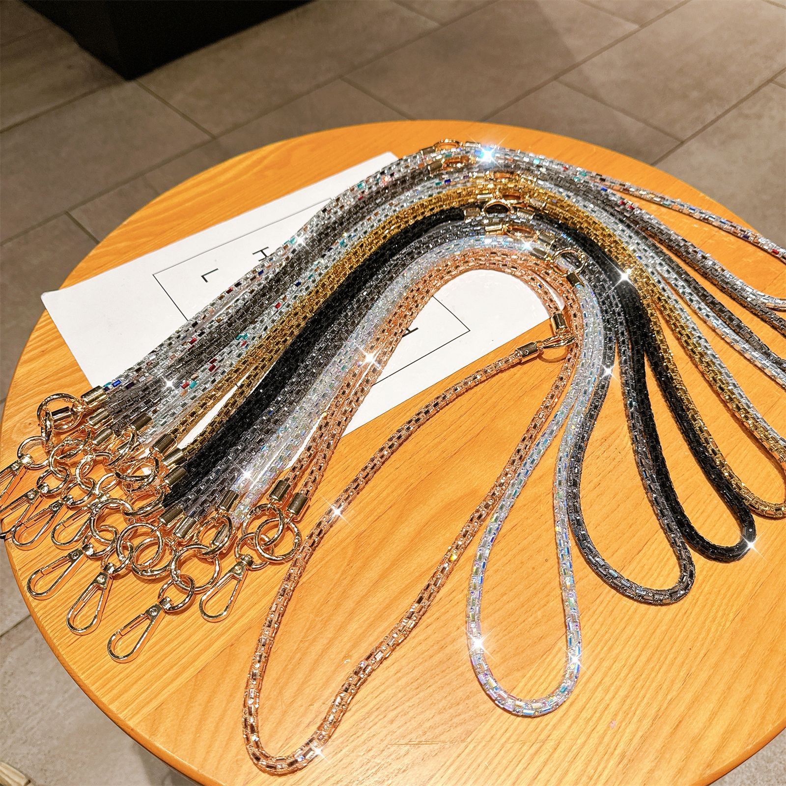 3-in-1 Rhinestone Crossbody Lanyard Sparkle Diamond Bracelet Necklace Multi-function Chain