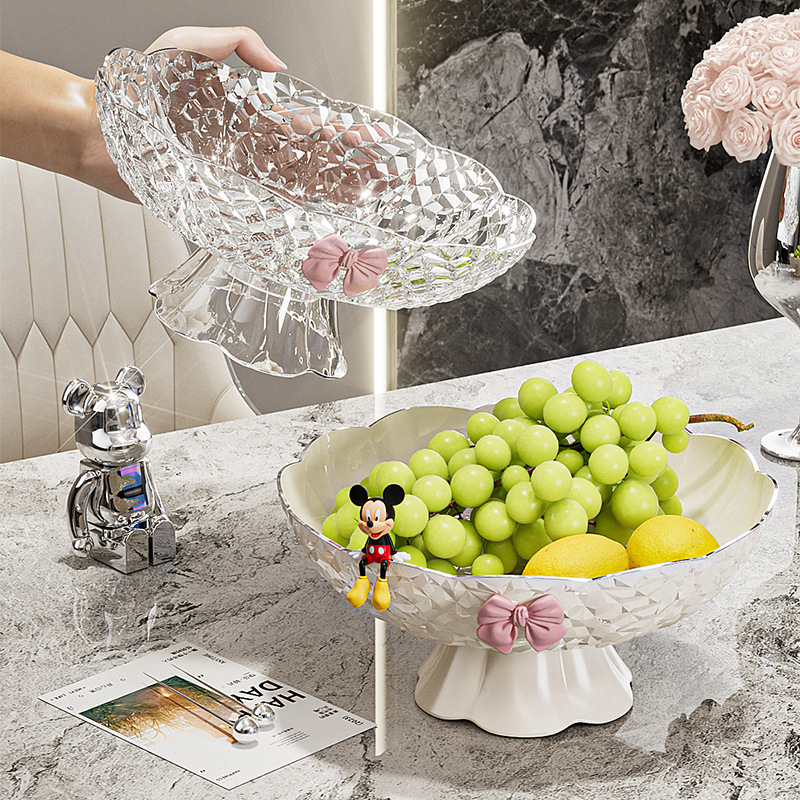Fruit plate living room coffee table snack plate dried fruit crystal fruit bowl snack plate drain plate