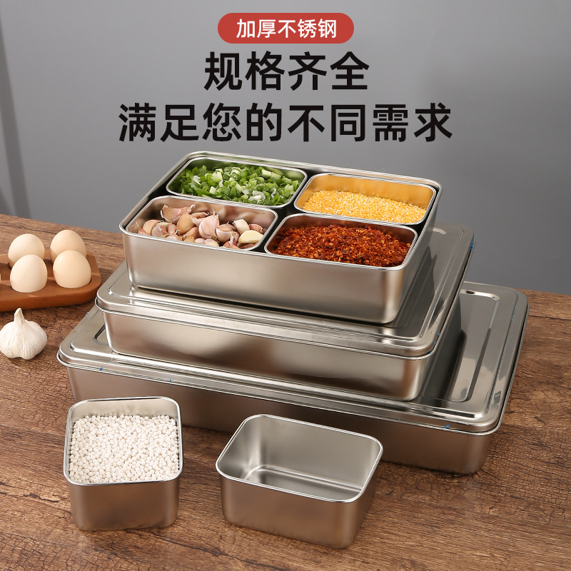 Seasoning box kitchen with spoon, ice powder stall tool seasoning box set combination stall seasoning storage box