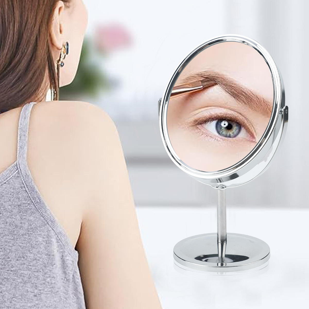 New 3/4/5/6 Inch Double-Sided Desktop Makeup Mirror Magnifying Rotating Mirror High Definition Desktop Dressing Table Mirror