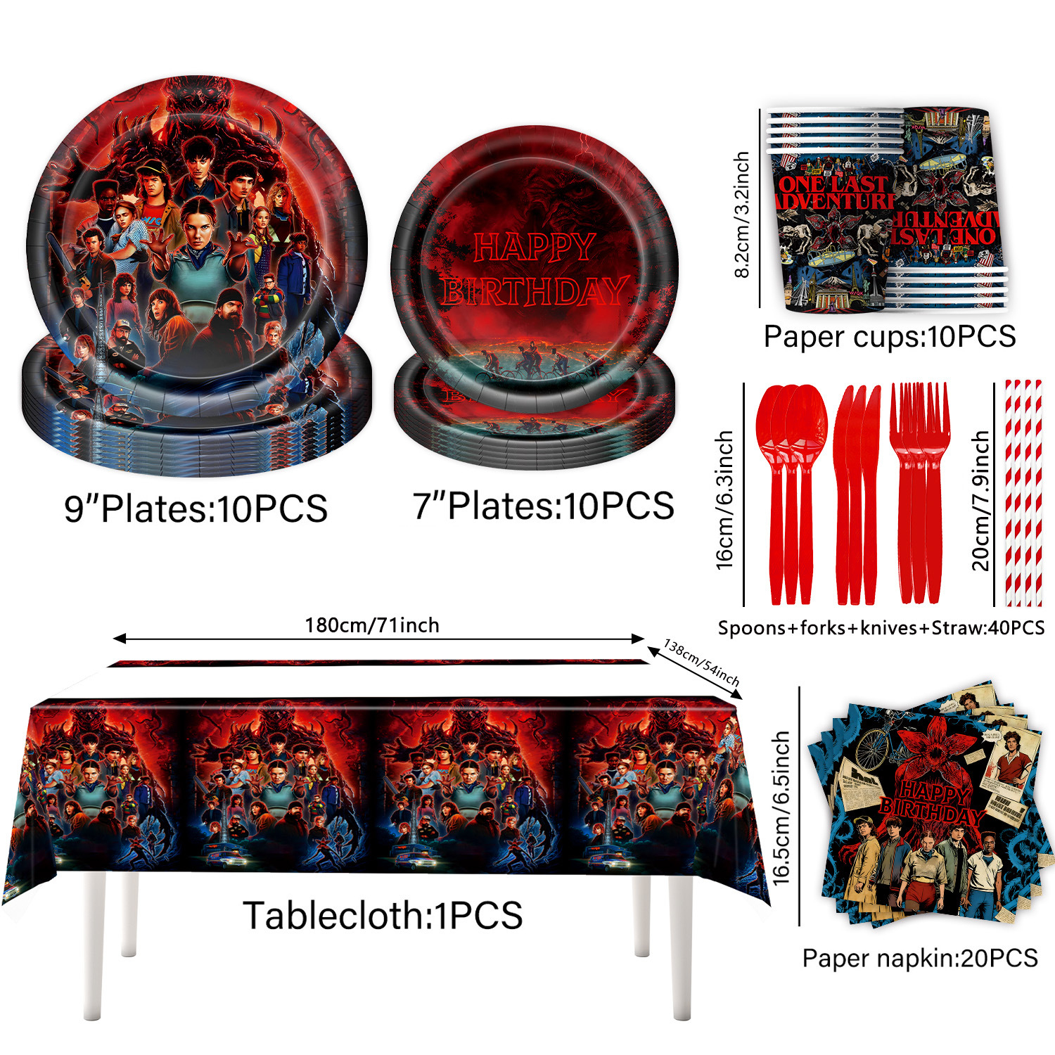 Stranger Things Theme Party Tableware Paper Plate Napkin Cake Decoration First Birthday Arrangement Supplies
