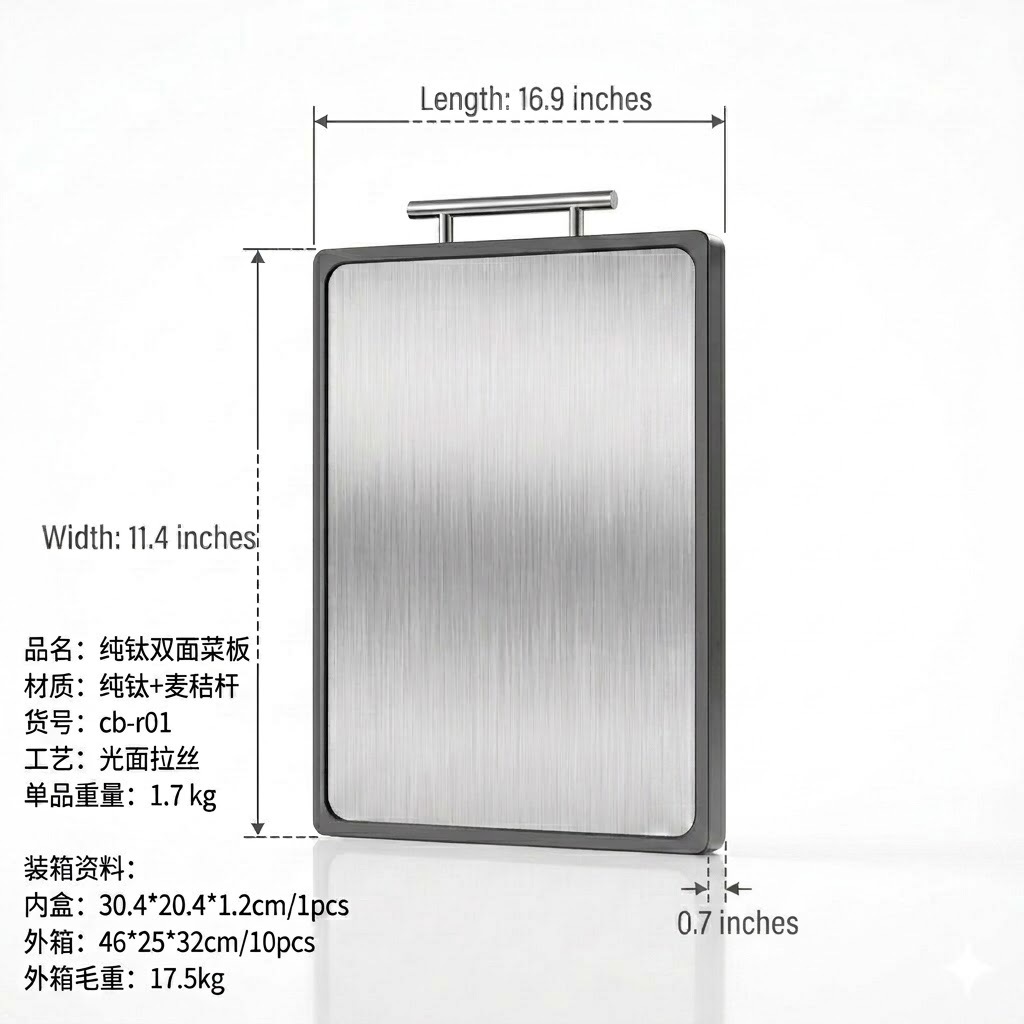 Household double-sided anti-slip anti-mold cutting board kitchen fruit cutting thickened portable antibacterial lip double-sided pure titanium cutting board