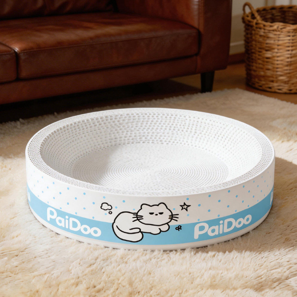 White Cardboard Cat Scratch Board and Cat Bed, Scratch-Resistant, No Shedding, Wood Pulp Corrugated Paper, Extra Large, All-Season New Cat Claw Basin