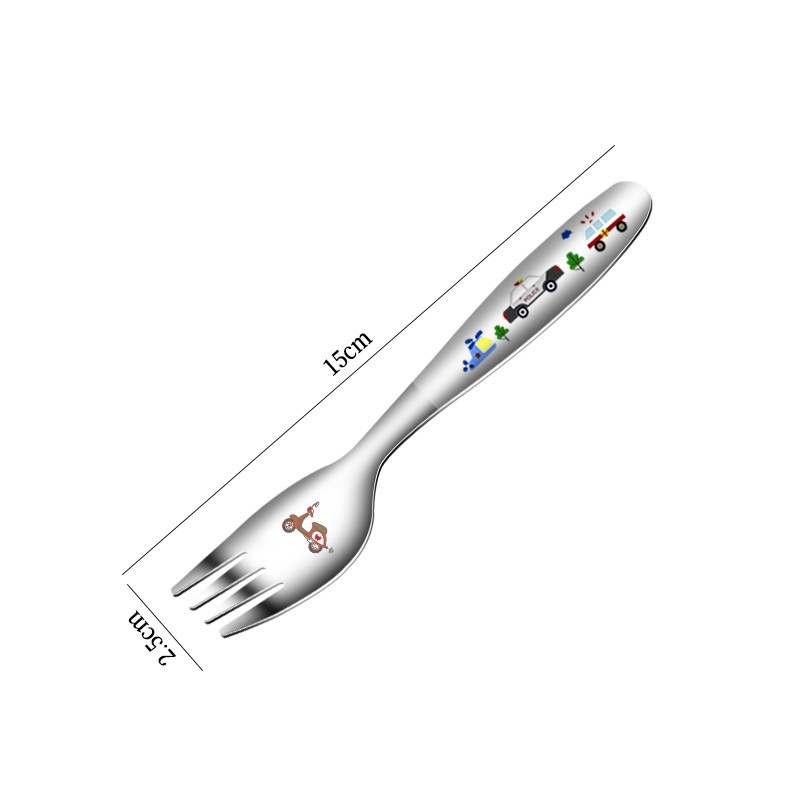 Children's cutlery knife fork spoon 304 stainless steel set 4-piece laser cartoon pattern western knife fork