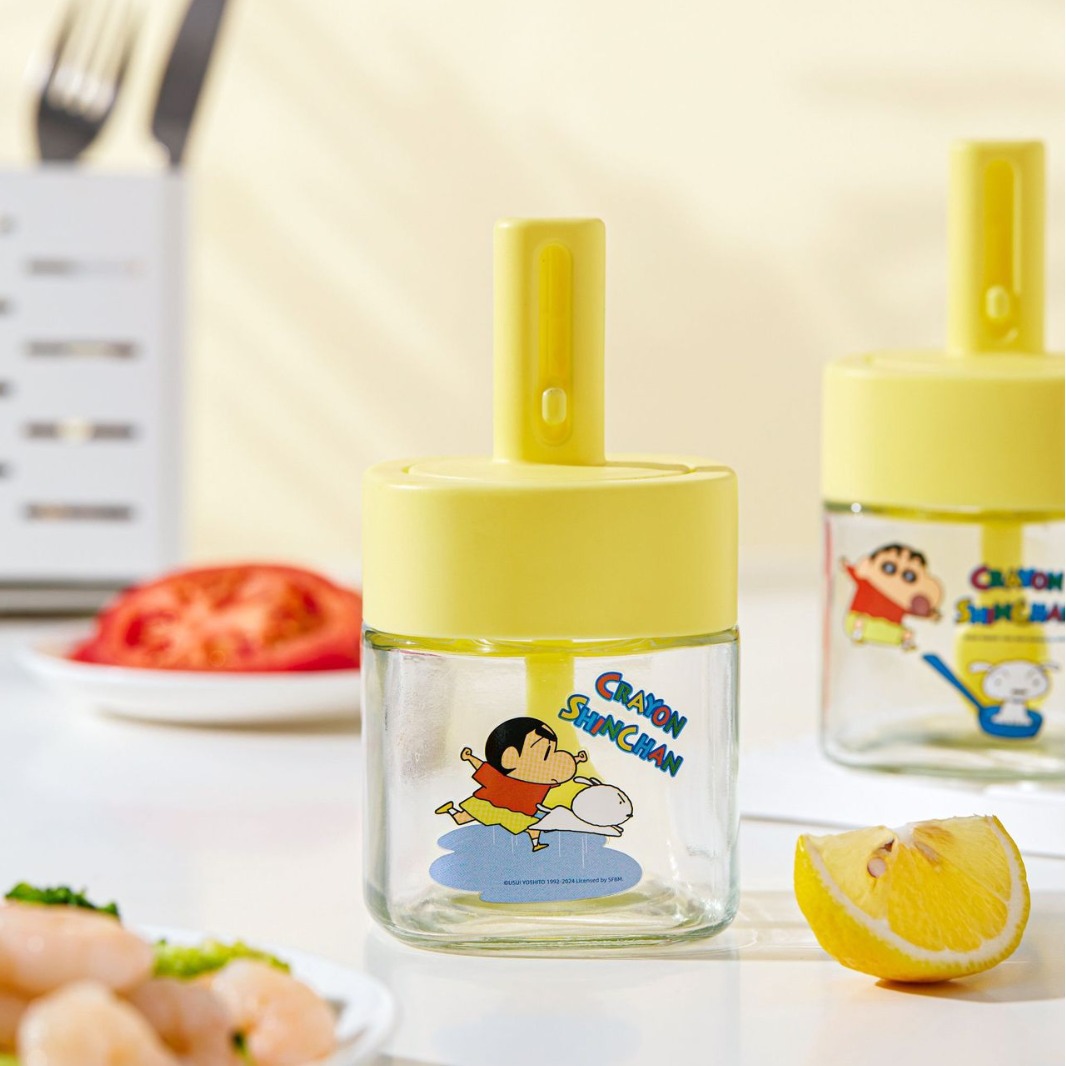 Crayon Shin-chan Seasoning Jar Official Retractable Spoon Lid Integrated Cute Kitchen Salt Jar Cartoon Seasoning Jar
