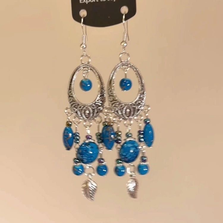 Bohemian bead tassel earrings niche exaggerated earrings ethnic style long earrings women